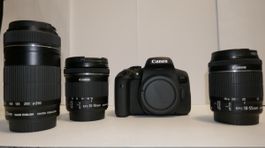 Canon 750d mit drei Objektiven und Zubehör 