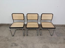 3er Set Marcel Breuer Cesca Freischwingerstühle Made in Ita