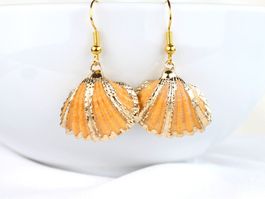 Muschel Ohrringe orange & golden