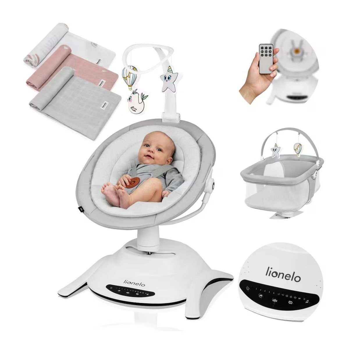 Lionelo Sdraiette & Sdraiette a dondolo: LIONELO Babyschaukel Bella Set 2in1 – Nuovo (secondo la descrizione) da Bünzen venduto da HamedM 4