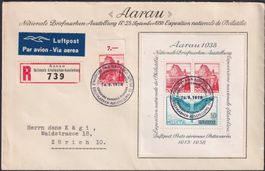 1938, W11 AARAU, selten sauberer Brief +Flugpost, Kat: 80.-
