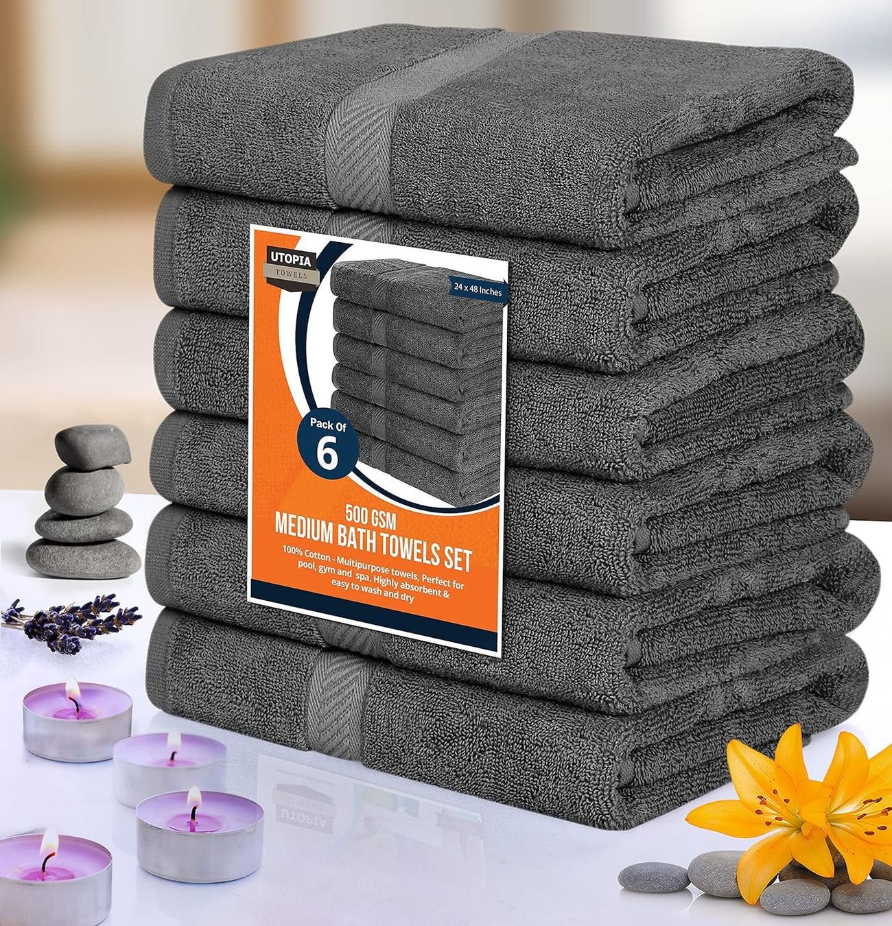 Teli da bagno: 6er Pack Badetuch Set 60 x 120 cm – Nuovo e nell'imballaggio originale da Nuglar venduto da SaleRitter 5