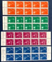 1952 - 100 Jahre  Nachrichtenwesen Satz im 10er Blocke **