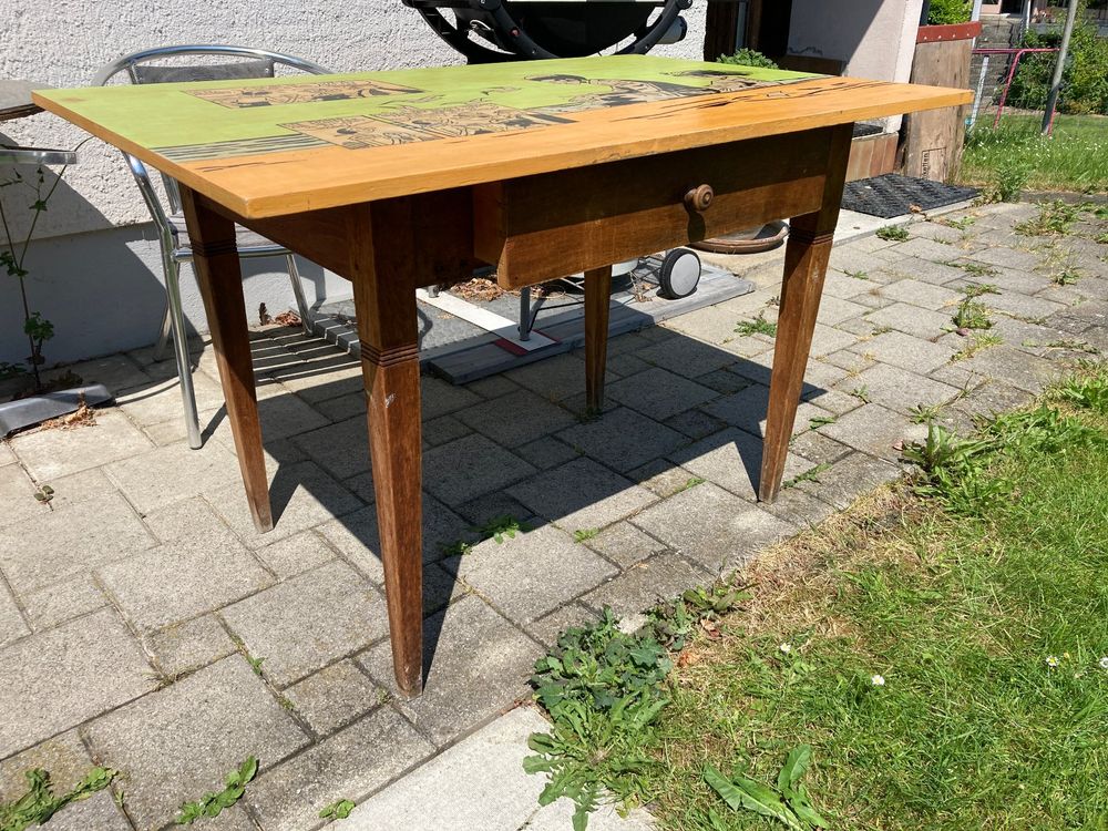 alter Holztisch bemalt 1980 Kaufen auf Ricardo