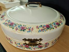 Schwerter-Email  Brotkasten/Tortenbehälter mit Blumendekor