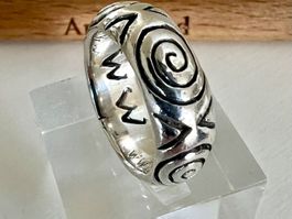 Silberring 925  Bandring tribal Spiralen massiv 12g Unikat