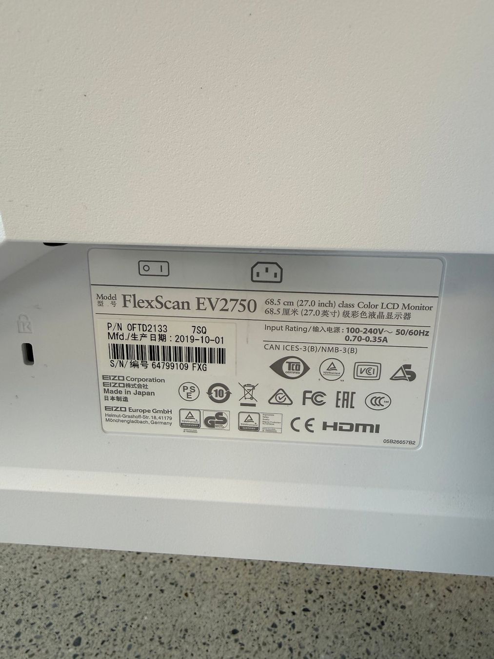 Eizo Monitore: Eizo FlexScan EV2750 weiss – Gebraucht aus Zug von db6_dg58 2