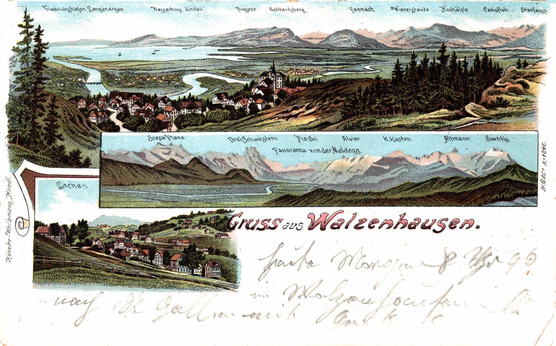 Cartoline postali: Gruss aus Walzenhausen. Lachen, Bodensee – Usato da Bronschhofen venduto da Astore