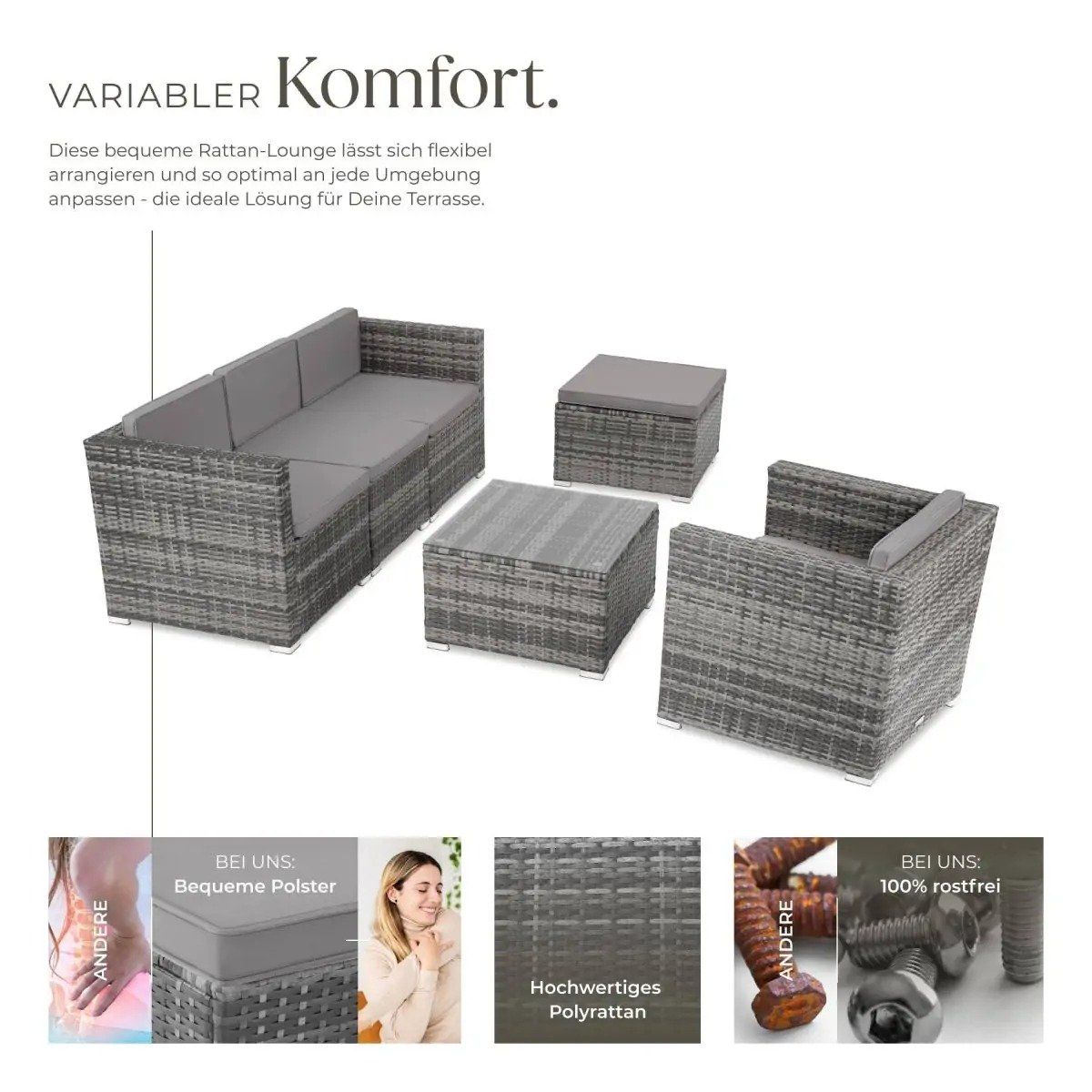 Set de table et chaises: Rattan Lounge mit Sessel Gartenmöbel Set BELVANO – Neuf avec emballage d'origine à Lachen SZ par sw3zzy 3