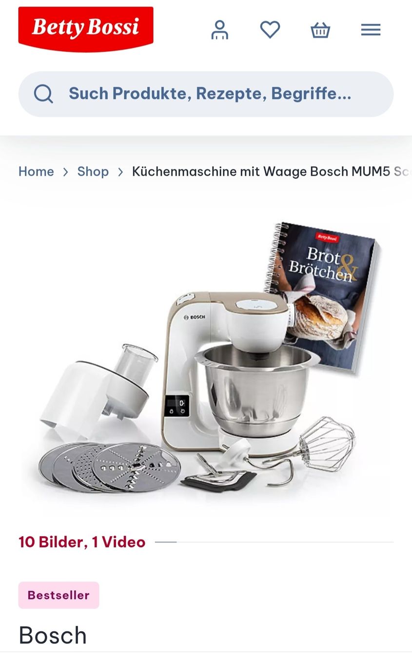 Bosch Elettrodomestici da cucina: Bosch 2 in 1 Küchenmaschine, 1000 W – Usato da Burgdorf venduto da Hodel1