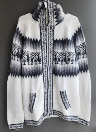 wunderschöne Alpaka Jacke Gr. L, Weiss, NEU!