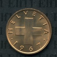 CHF___0.01 1967 stgl * nigelnagelneu! 1 Rappen