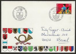 1969 Brief Tag der Briefmarke YVERDON