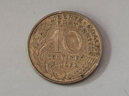 10 centesimi (Centimes) del Franco Francese 1967