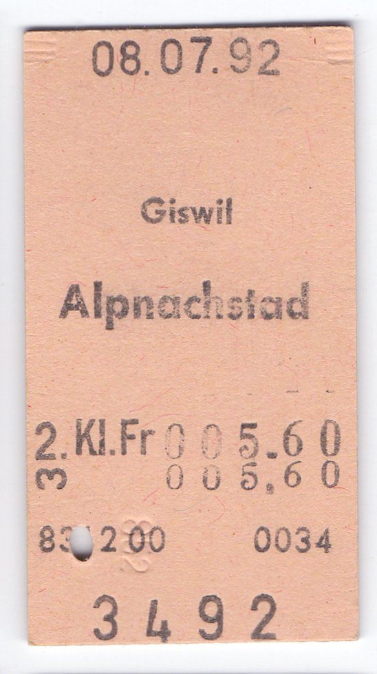 Biglietti: Billette Giswil - Alpnachstad – Usato da Langenthal venduto da Sammlungs_aus