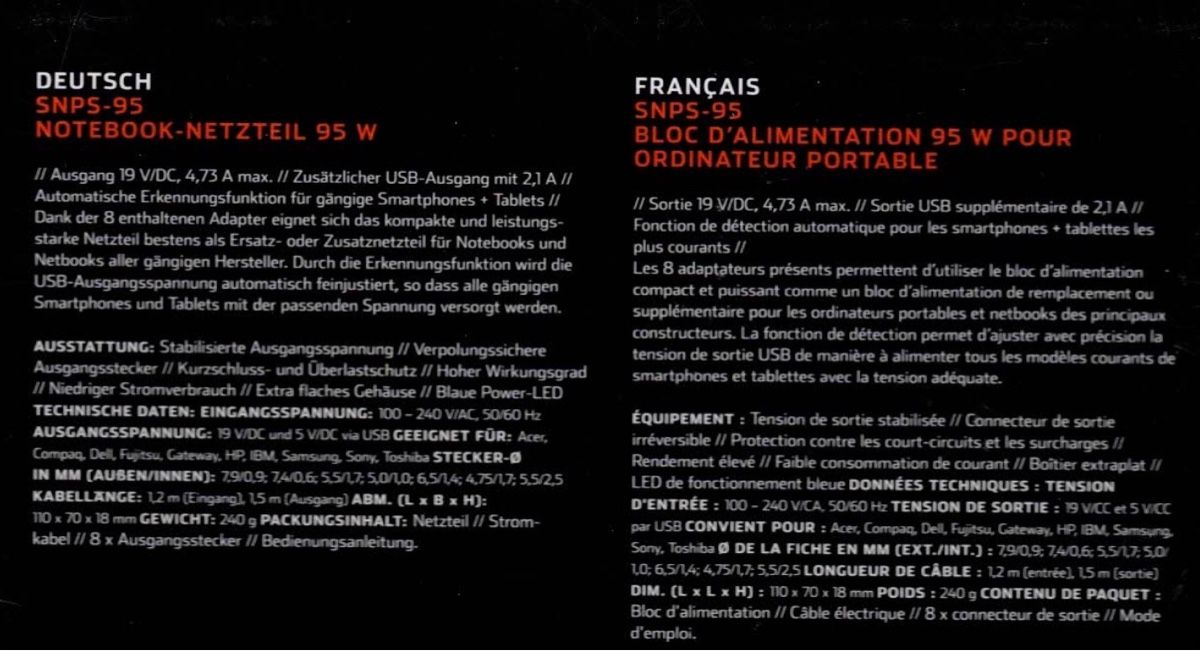Caricabatterie: SNPS-95 Notebook Netzteil 95 W – Nuovo e nell'imballaggio originale da Udligenswil venduto da Trisha70 3
