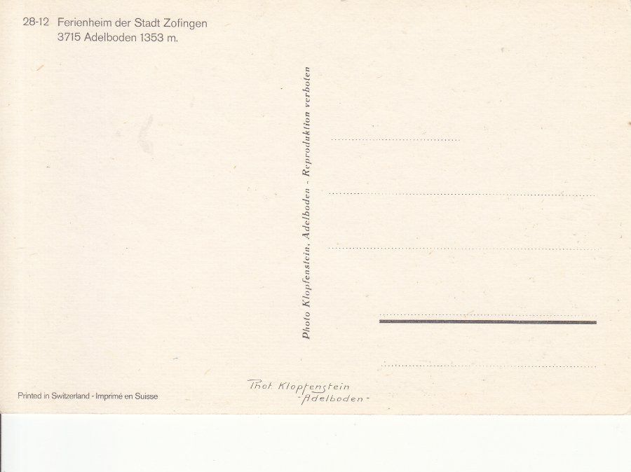 Cartoline postali: Adelboden Ferienheim ca. 1975 – Usato da Bürglen TG venduto da StampGraf 1