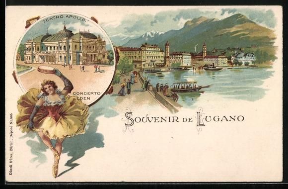 Ansichtskarten: Litho Lugano, Teatro Apollo, Concerto Ed – Gebraucht aus Berlin von bartko-reher