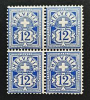 Ziffermuster 1906 Faserp. mit WZ 4er Block 12 Rp** mit Pf.