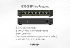 4x Netgear GS308EP-100PES 8-Port PoE+ Gigabit Switch Neu/OVP
