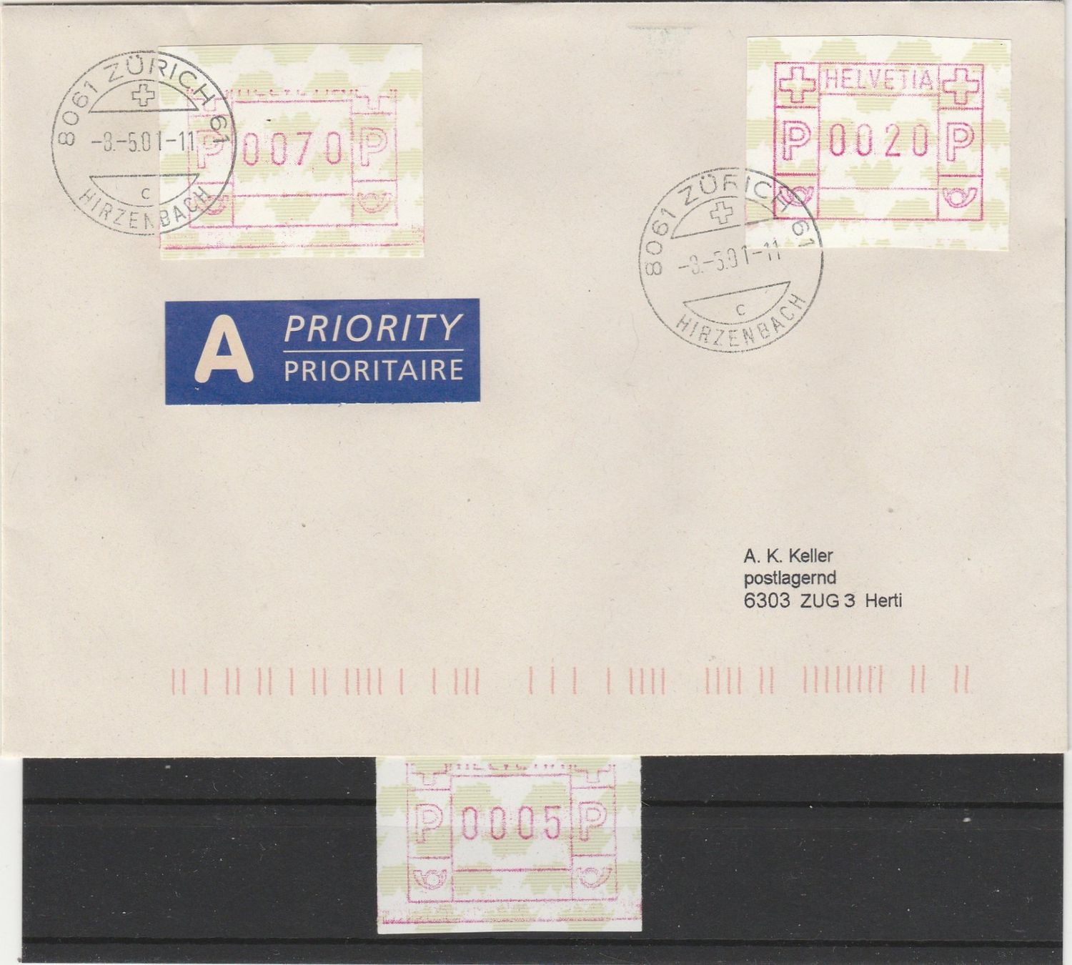 Alle Briefmarken: Teildruck Nr. 9 auf Brief und postfrisch – Gebraucht aus Oberglatt ZH von Wiedmi6