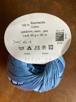 1 Knäuel ATLANTA Strickgarn 100% Baumwolle gekämmt hellblau