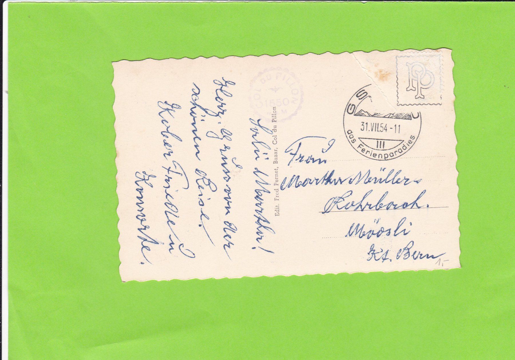 Ansichtskarten: Route du Pillon et Schlauhorn-Oldtimer – Gebraucht aus St. Peterzell von neckertal 1