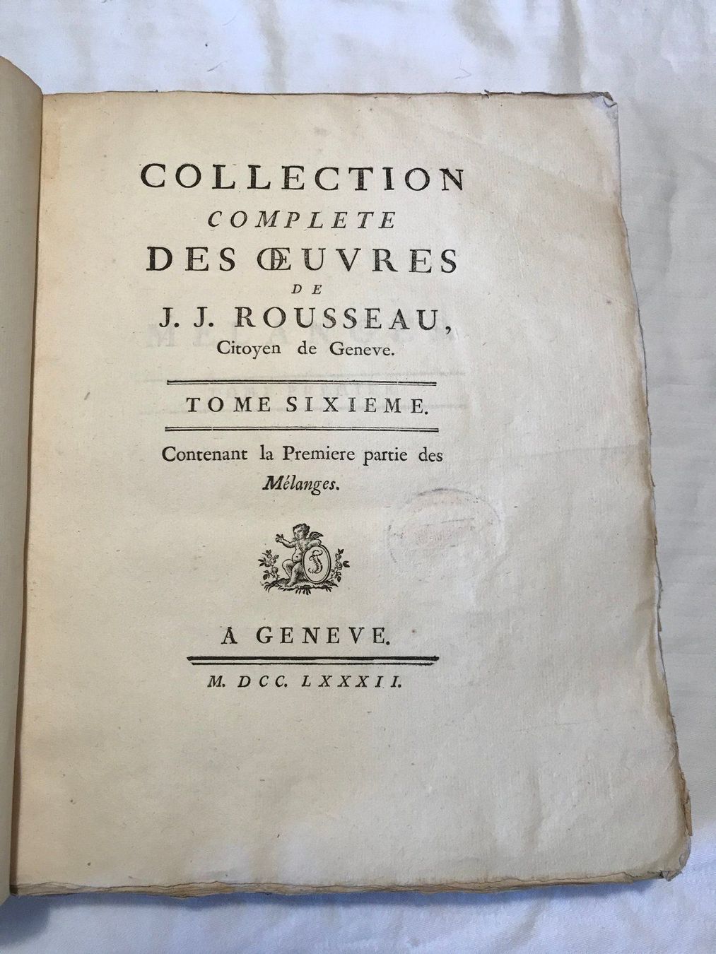Libri: Jean-Jacques Rousseau  Tome 6 de 1782 – Usato da Ste-Croix venduto da mjmg 1