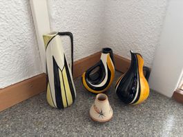 4 Vasen / Vasenensemble 1950er 1960er