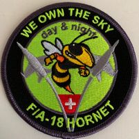 FIA-18 Hornet Patch - "We Own the Sky" - mit Klett Stoff.