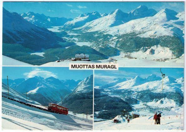 Cartoline postali: St. Moritz - 3 Bild AK Muottas Muragl – Usato da Binningen venduto da Mountainrider