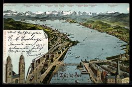 Zürich, Der Zürich-See aus der Vogelsc