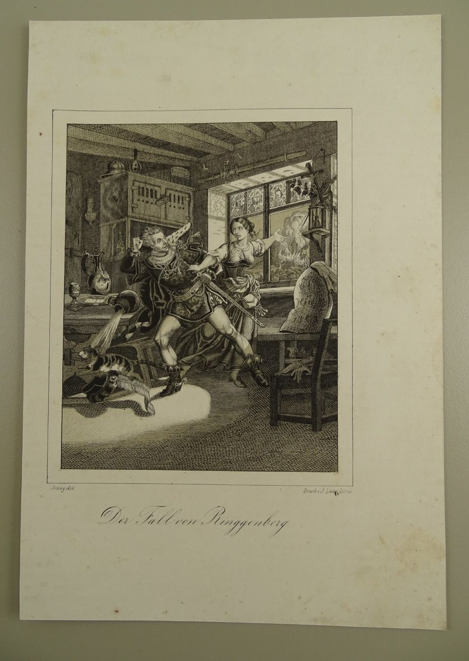 Stiche: DER FALL VON RINGGENBERG, LITHOGRAPHIE UM 1860 – Gebraucht aus Grüningen von Kartensammler 1