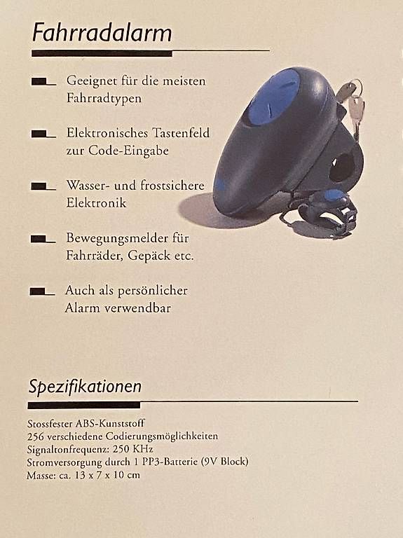 Rimorchi: Fahrrad- / Anhänger-Alarm – Usato da Egliswil venduto da aquastar123 2