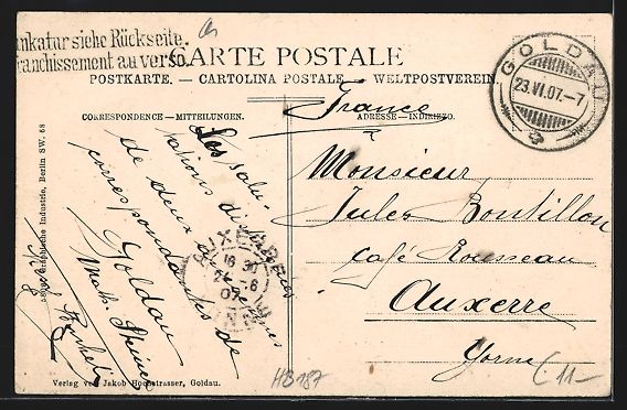 Cartoline postali: AK Goldau, Teilansicht mit Rigi, 1907 – Usato da Berlin venduto da bartko-reher 1