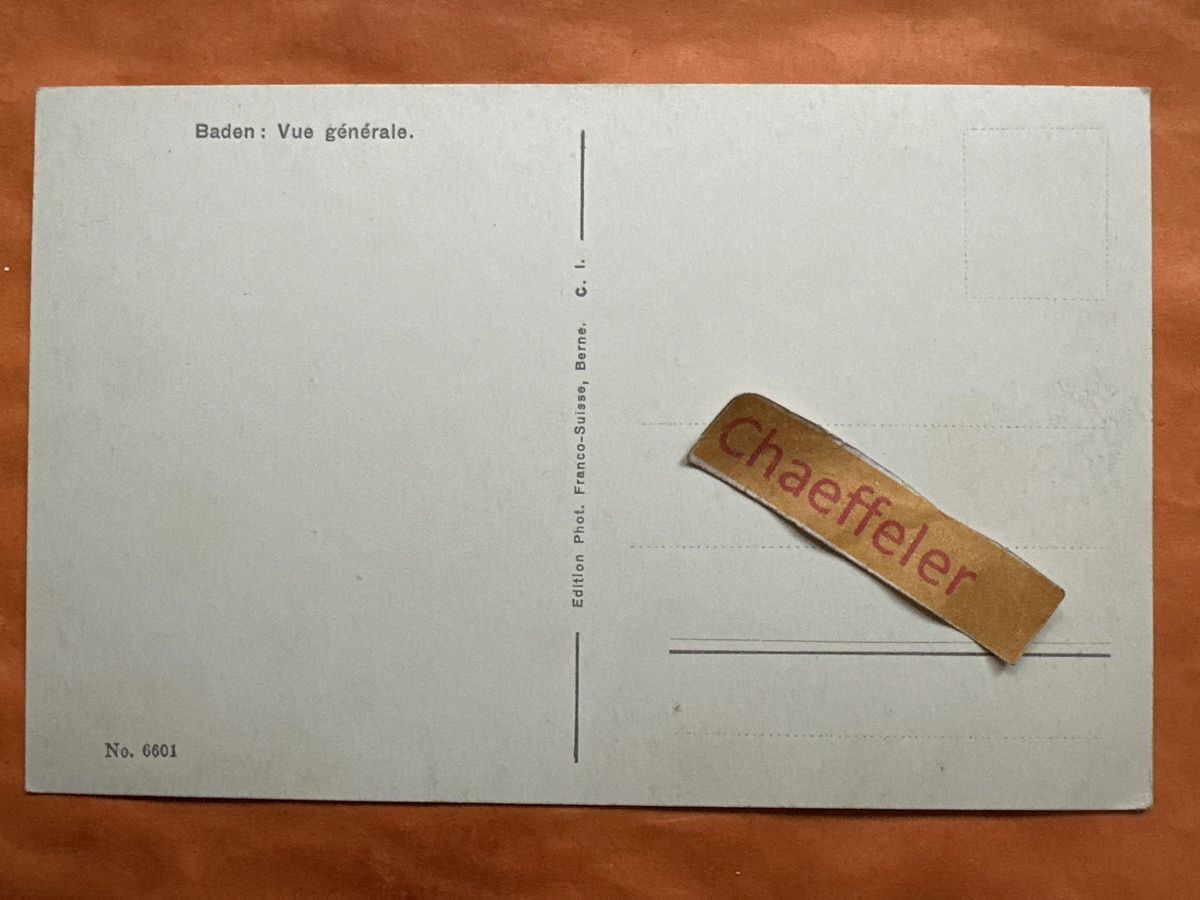 Cartoline postali: Baden, Gesamtansicht – Usato da Zürich venduto da Chaeffeler 1