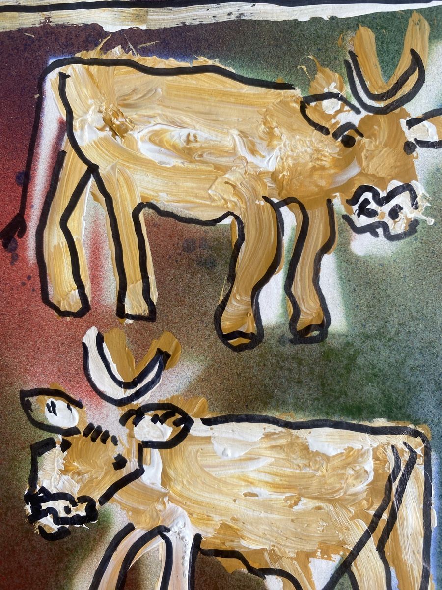 GEMÄLDE HANS KRÜSI CH 2 KÜHE 1982 (Gebraucht) in St. Gallen für