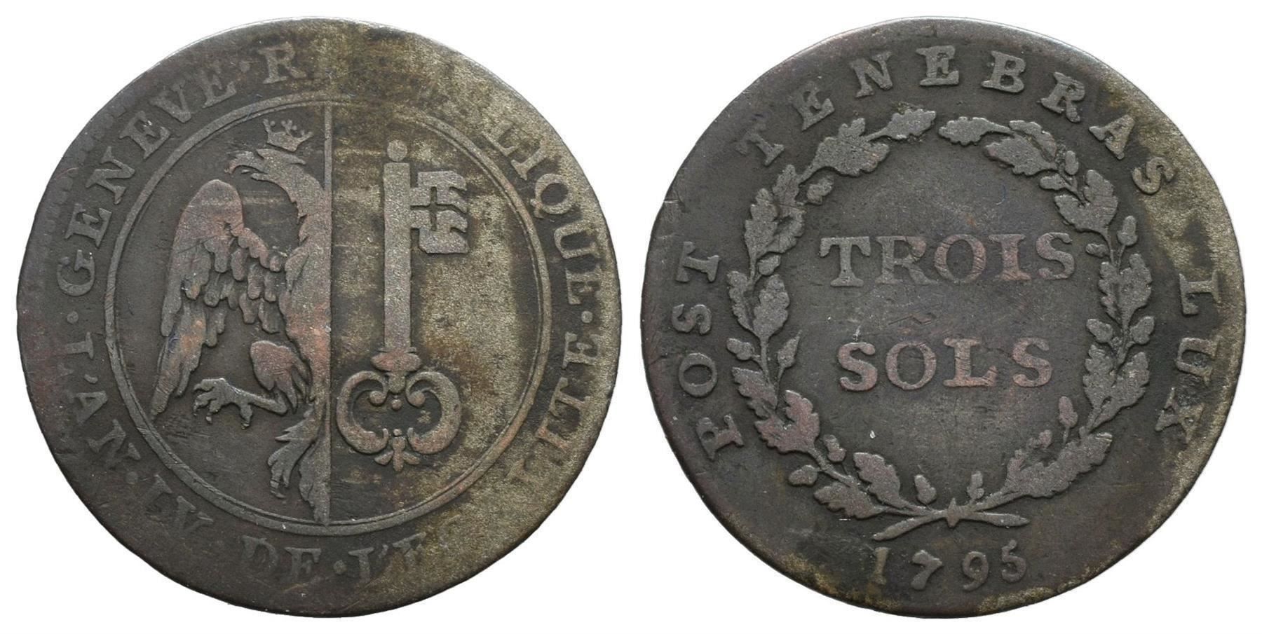 Tutti le monete: Genf 3 Sols 1795 , 2-347j /2185/ – Usato da Trimbach venduto da Solothurn1