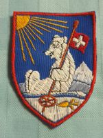 Vintage Badge Wappen Sonne Eisbär Fahne ST. GALLER STICKEREI