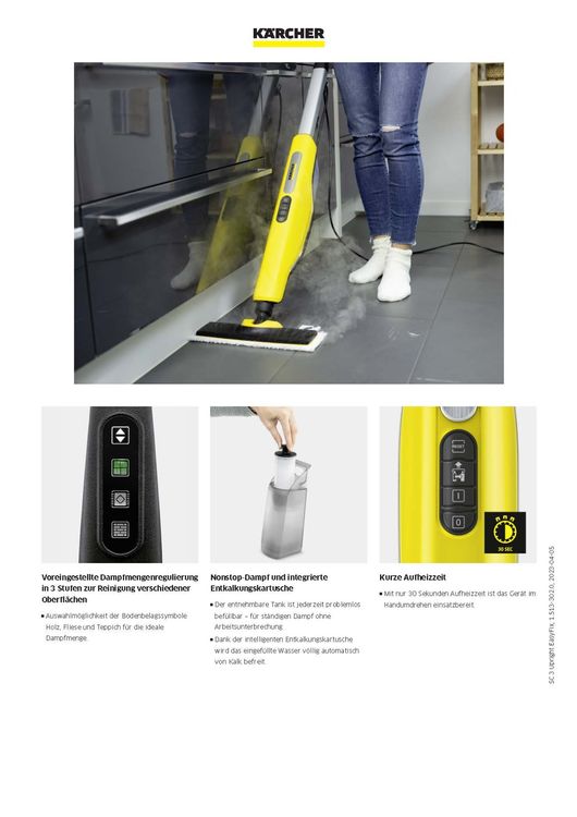 Kärcher SC 3 Upright - Scopa A Vapore 1900W Pronta In 30 Secondi, Kit Completo Pavimenti E Tappeti - Foto 3