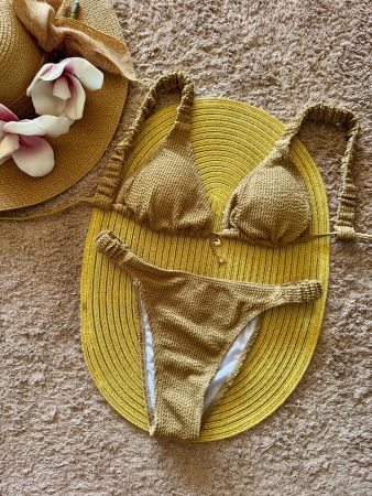 Damen Bikini Beige Struktur Gr. S – NEU – Gratis Versand