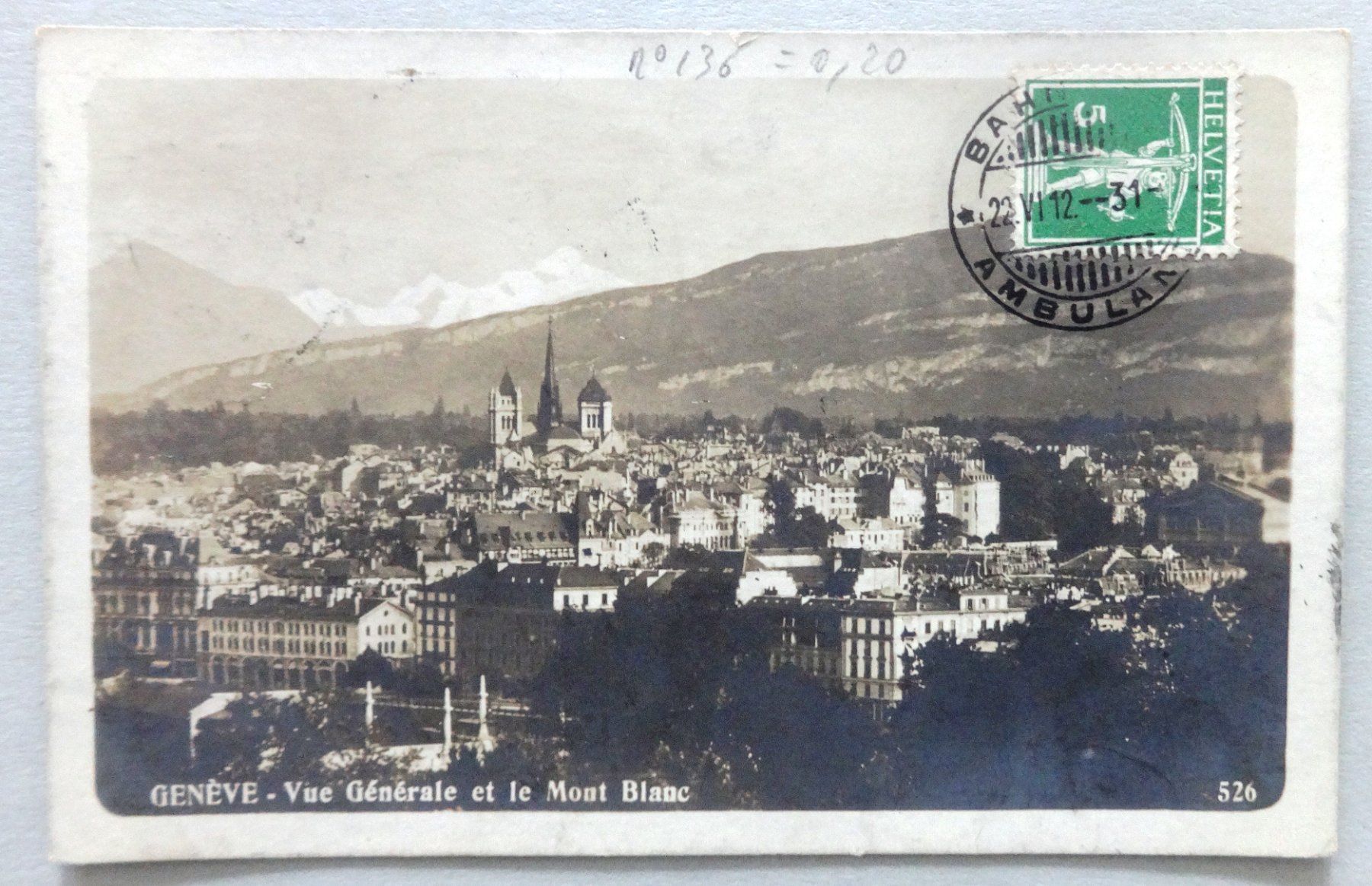 Cartoline postali: Genève - Vue générale et le Mt-Blanc – Difettoso da Fétigny venduto da Billy2miny