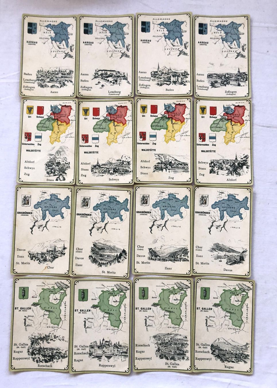 Giochi: Jeu des Cantons / Kantonsspiel Schweiz - Antikes Quartett – Usato da Schaffhausen venduto da durruti 4