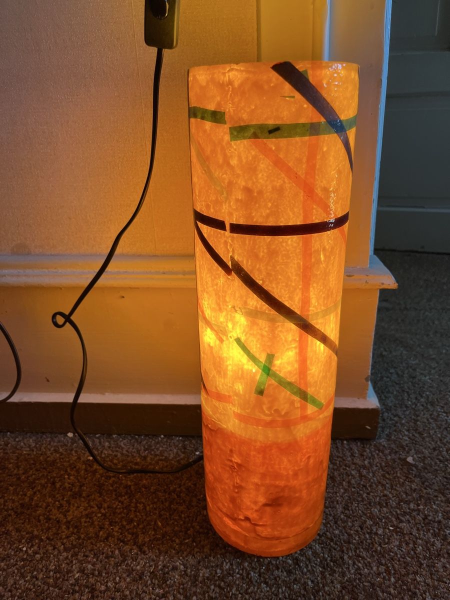 Lampade: Zwei Lampen gelb orange Muster – Usato da Bern venduto da Knucki 1