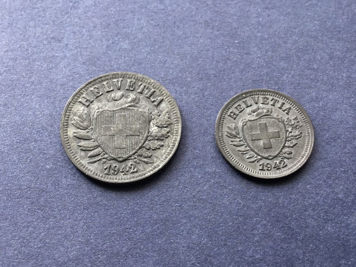Tutti le monete: 1 und 2 Rappen 1942 – Usato da St. Margrethen SG venduto da alfapeugeot10 3