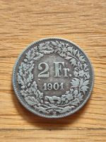 Seltene 2 Franken Helvetia Silbermünze 1901 B