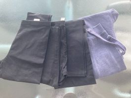 3x Leggings schwarz + 1 Jogginghose blau, S/XS, z.T. neu
