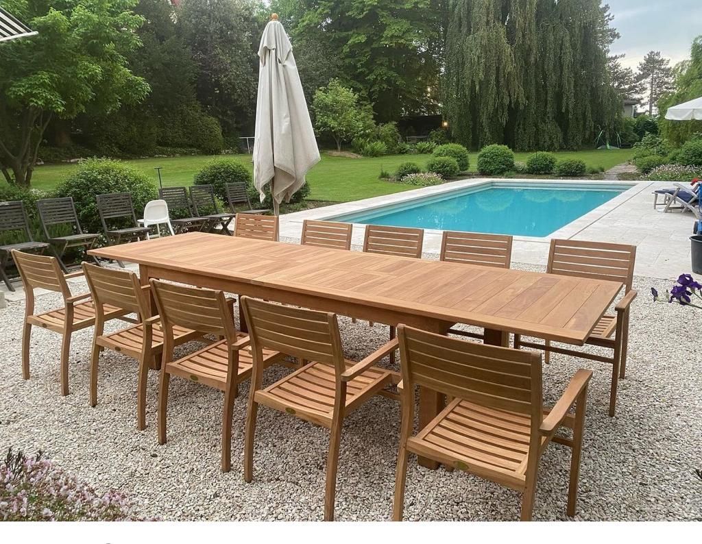 Set di tavolo e panche: De Luxe Set Teak Tischgruppe – Nuovo e nell'imballaggio originale da Zollikon venduto da Teaklife 6