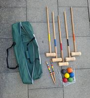 Krocket Spiel Set mit 5 Schlägern Bällen Tasche