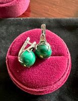 SILBER OHRRINGE MIT MALACHIT